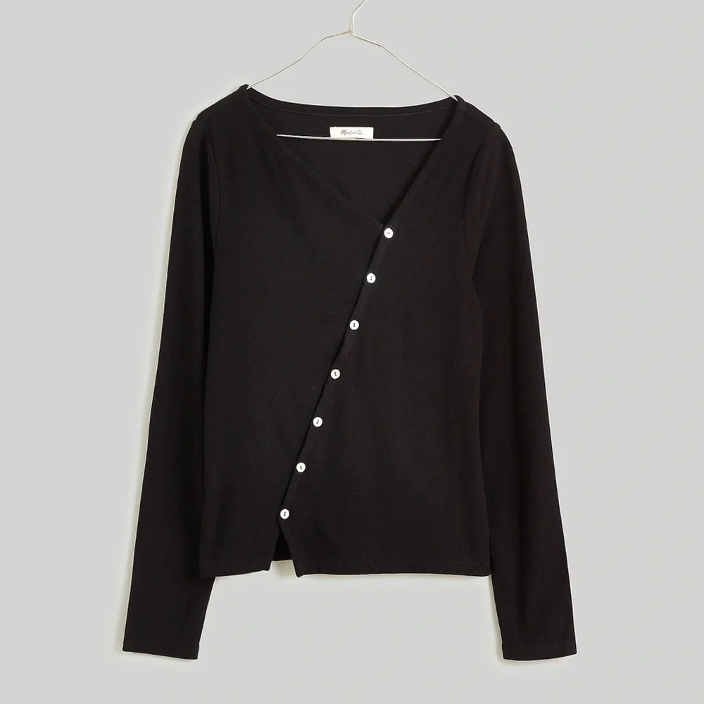 Madewell Asymmetrical Button-Front Black Cardigan Sweater Size XS - Picture 6 of 6